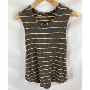 One Clothing Oliver Green Striped Waffle knit tank size small
